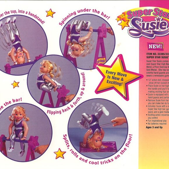 RARE 1999 SUPER STAR SUSIE 12" Gymnastics Gymnast Bar Doll Toy Biz, Inc. #33385 - Picture 11 of 11